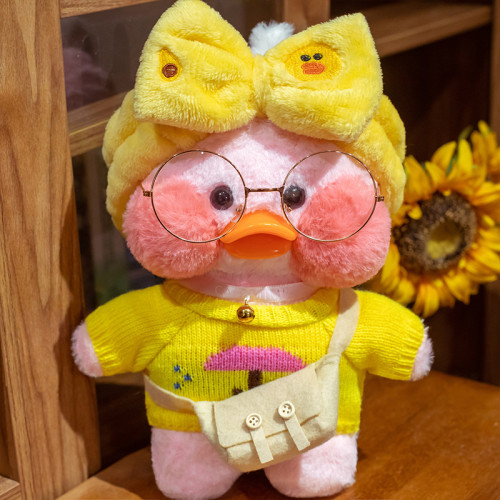 Рожева Качка Лалафанфан в жовтому одязі - Lalafanfan Качечка М'яка іграшка Cafe mimi duck Рожева Качка Лалафанфан в жовтому одязі - Lalafanfan Качечка М'яка іграшка Cafe mimi duck
